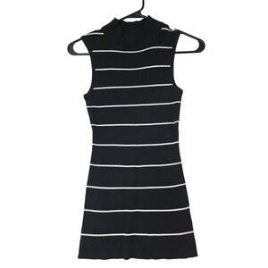 PINK REPUBLIC Women's Black Striped Ribbed Mock Neck Sleeveless Top‎ Size Medium